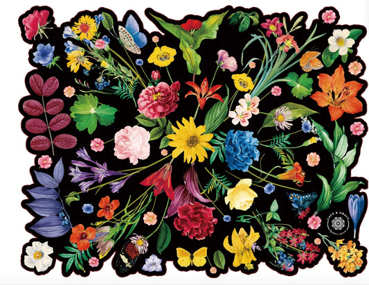 Individual Tela Impermeable- Black& Flowers  - Kit de 6