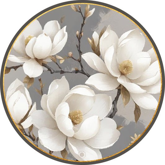 Portaplato Magnolias en gris - Kit de 6