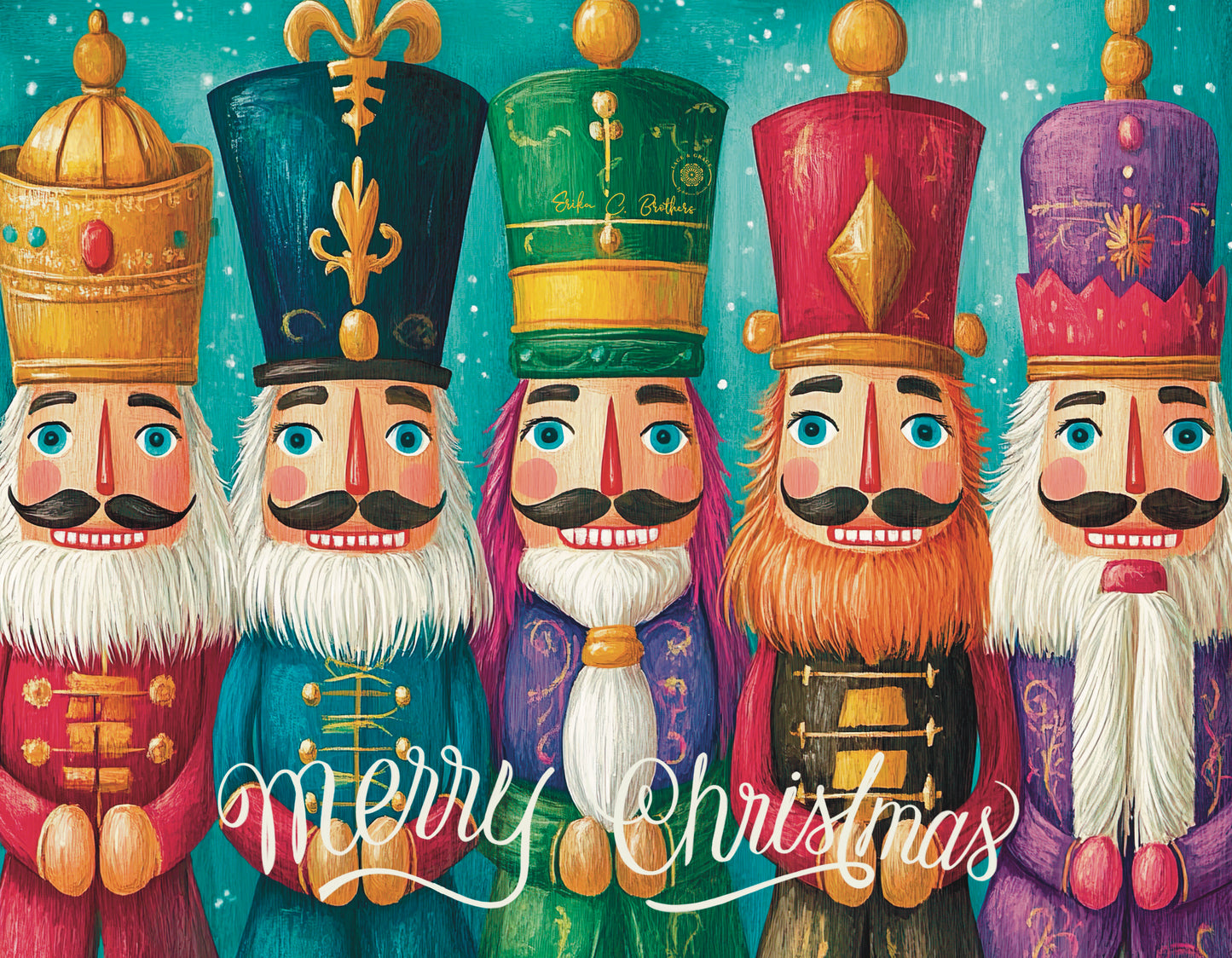 Individual Tela Impermeable - Nutcrackers Pinceladas ECB  - Kit de 6