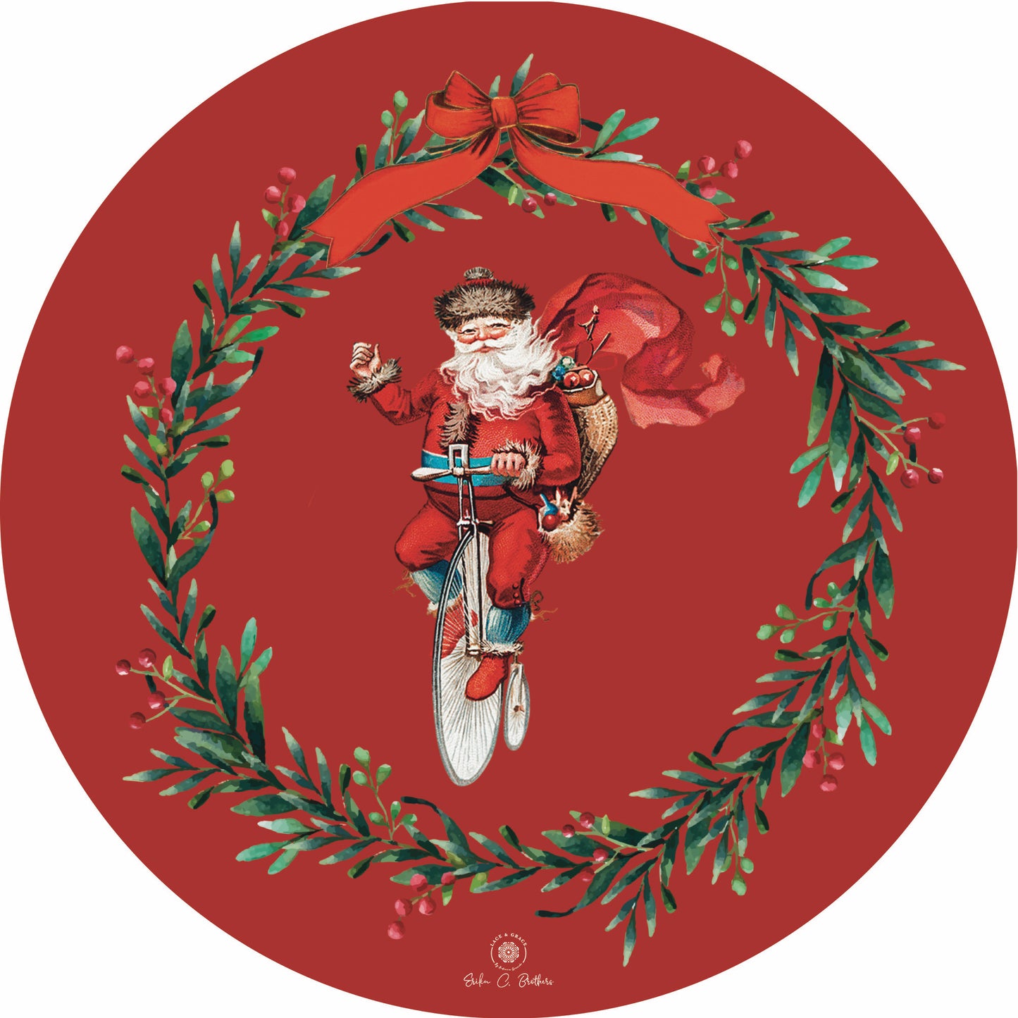 Santa fondo rojo ECB    - Kit de 6